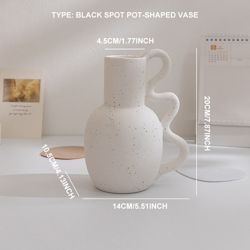 Zorion White Ceramic Kettle-shaped Vase