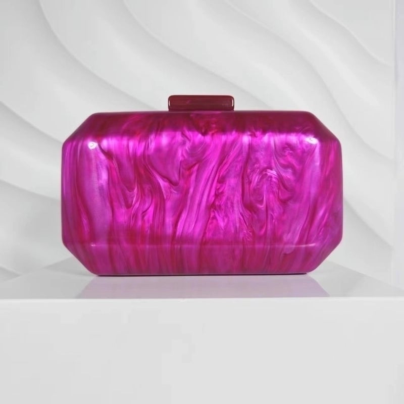 Gold White Blue Arylic Solid Color Square Evening Bags