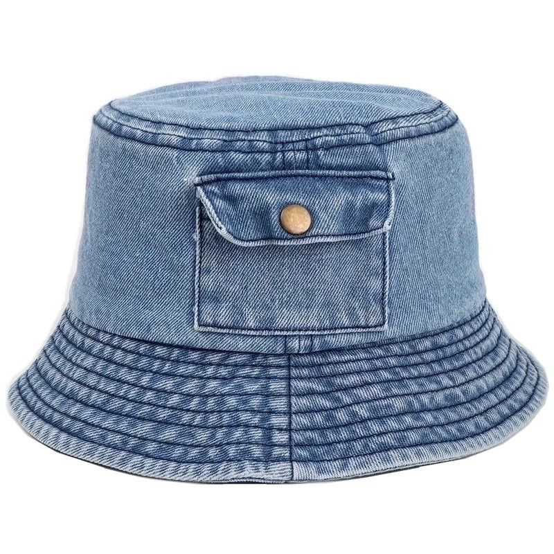 Unisex Retro Solid Color Wide Eaves Bucket Hat