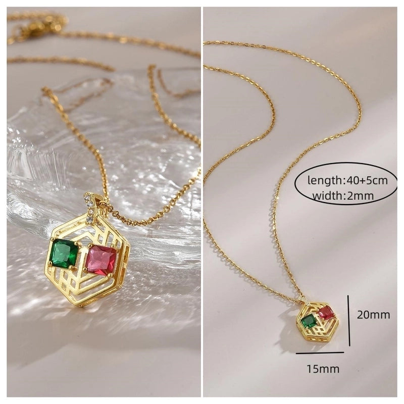 Elegant Minimalist Leaf Flower Bow Knot Titanium Steel Zircon Plating Pendant Necklace