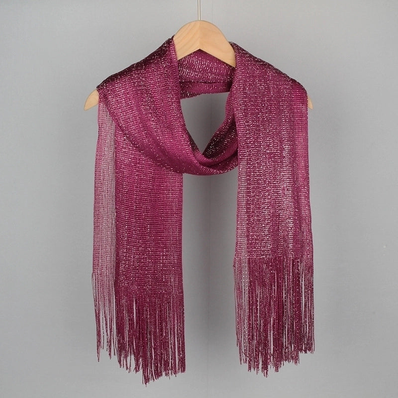Women's Minimalist Solid Color Polyester Tassel Scarf