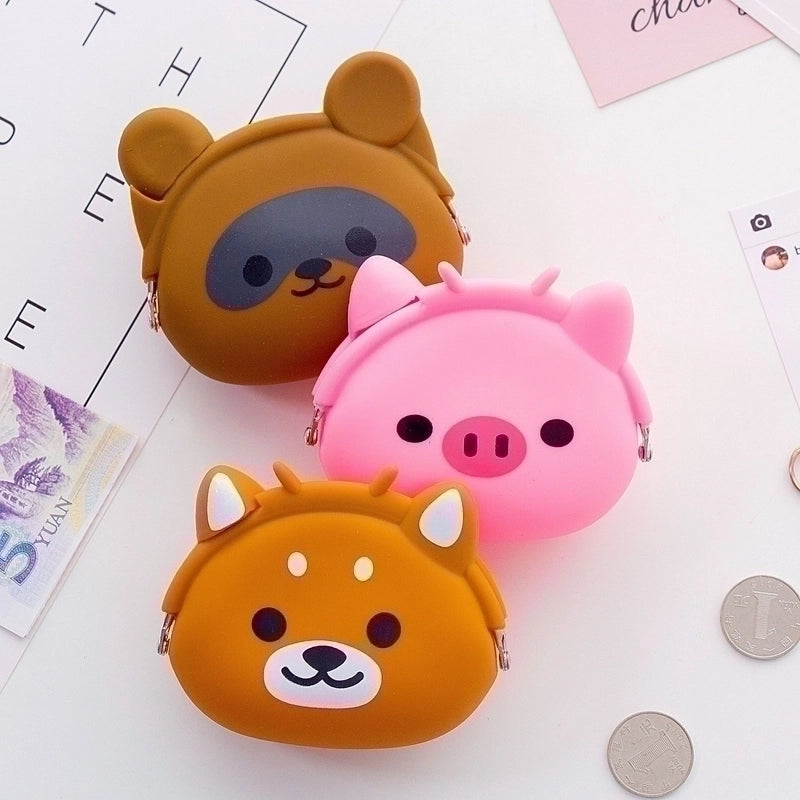2 Pieces Women's Animal Silica Gel Buckle Coin Purses
