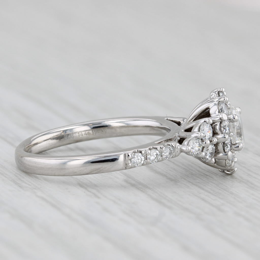 0.78ctw Oval Diamond Halo Engagement Ring 14k White Gold Size 5.5