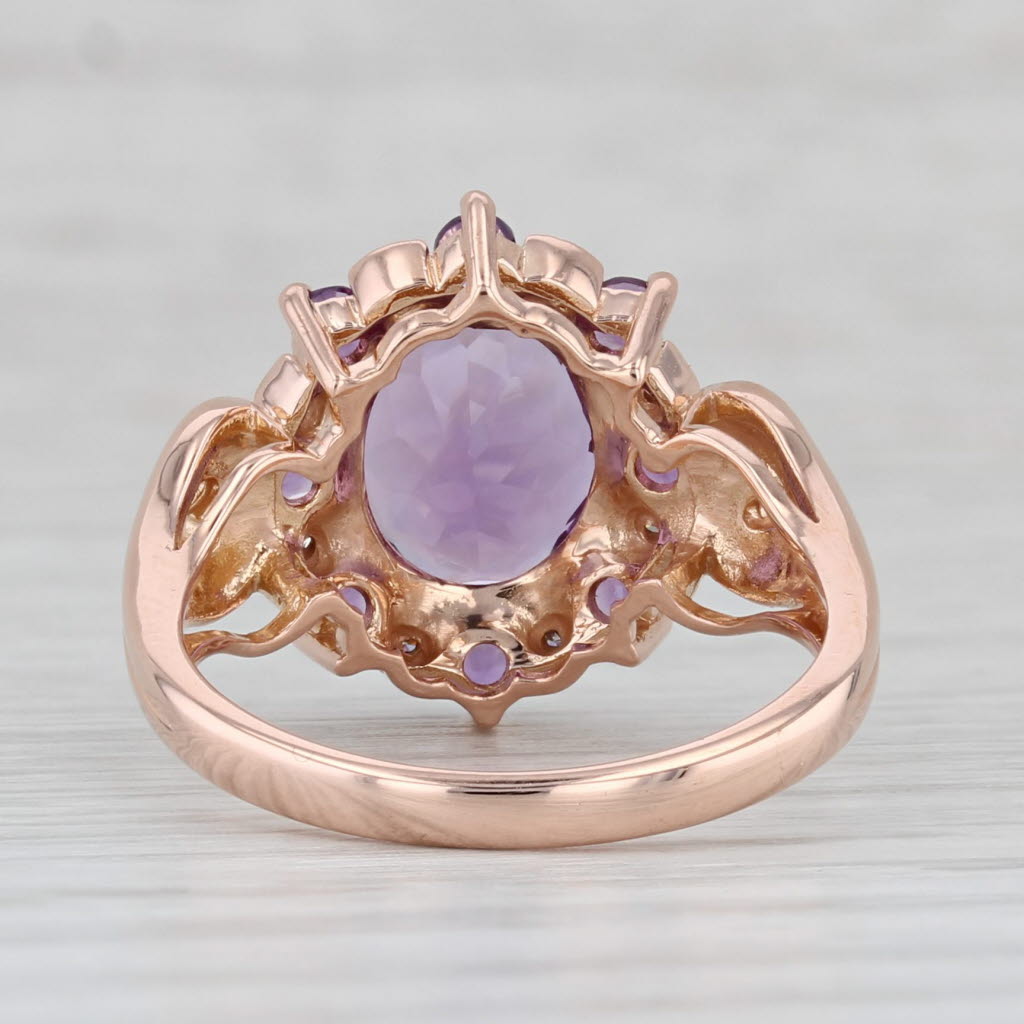 2.84ctw Amethyst Diamond Halo Ring 14k Rose Gold Size 7