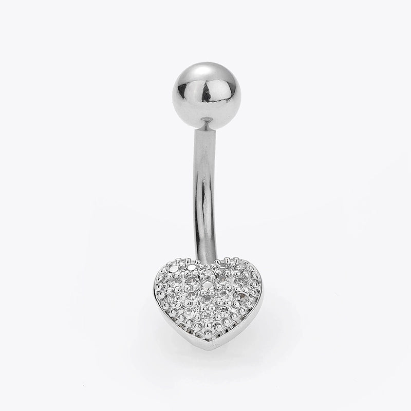 1 Piece Belly Rings Minimalist Classic Style Heart Shape Cat 316L Stainless Steel  Plating Inlay Zircon 14K Gold Plated Belly Rings