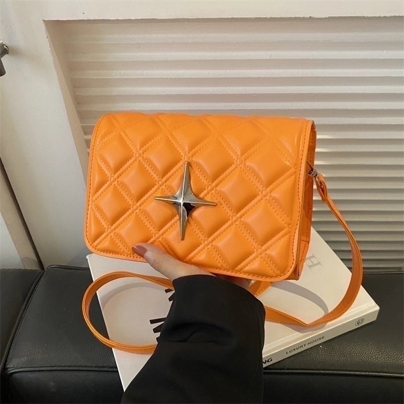 Women's Pu Leather Solid Color Basic Square Magnetic Buckle Crossbody Bag