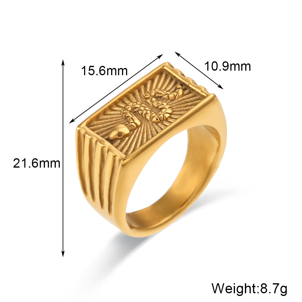Expressive Fashion Snake  Zodiac Animal Stainless Steel 18K Gold Plated Rings