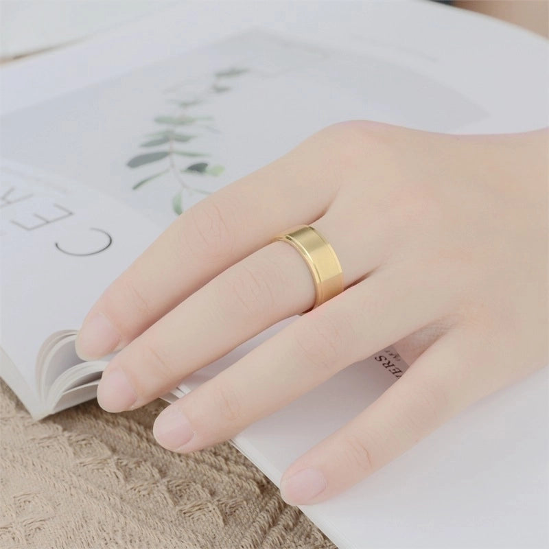 Fashion Solid Color Stainless Steel 18K Gold Plated Rings