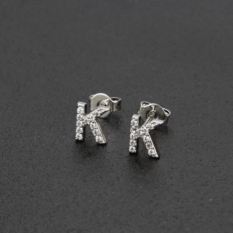 1 Pair Fashion Letter Inlay Copper Zircon Gold Plated Ear Studs