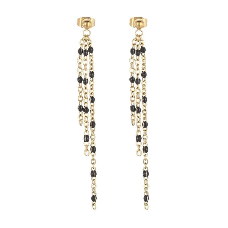 1 Pair Modern Style Tassel Plating Chain Stainless Steel 18K Gold Plated Drop Earrings