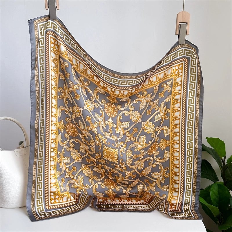 Unisex Casual Minimalist Stripe Flower Polyester Satin Printing Silk Scarf