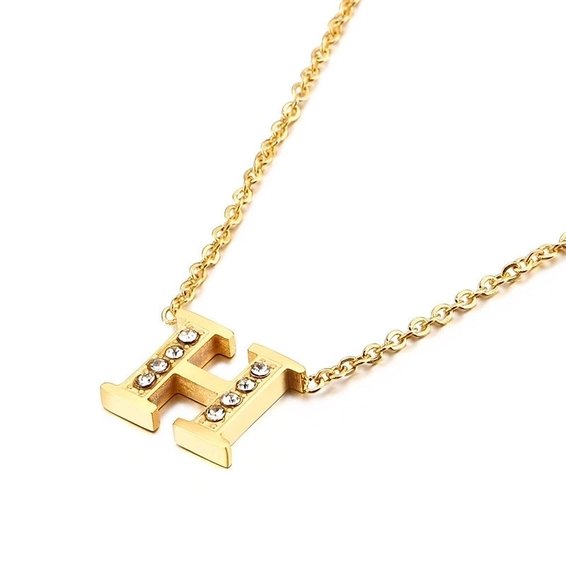 Letter Titanium Steel 18K Gold Plated Necklace