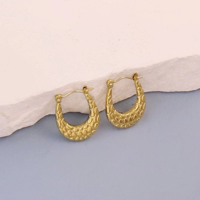 1 Pair Minimalist Pentagram Round Solid Color Plating 304 Stainless Steel 18K Gold Plated Earrings