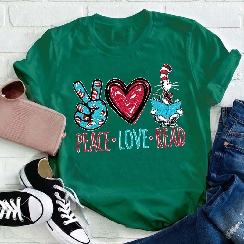 Peace Love Read Teacher T-Shirt