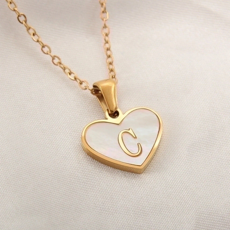 Casual Letter 304 Stainless Steel Shell Shell 18K Gold Plated Plating Inlay Pendant Necklace