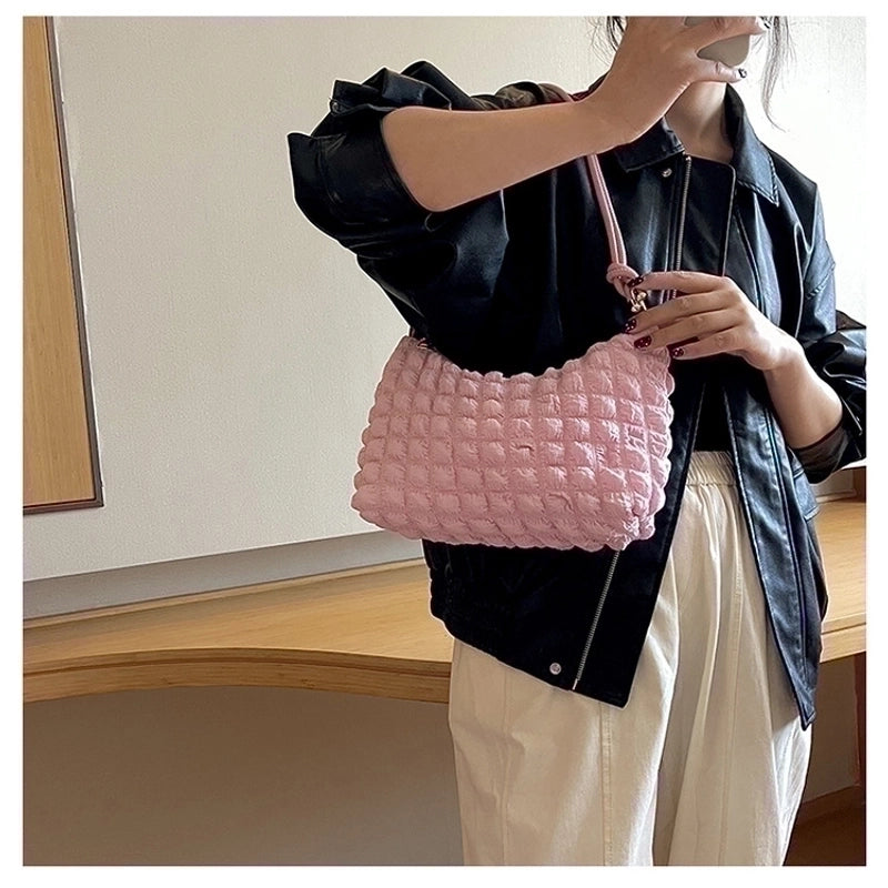 Women's Small Nylon Solid Color Basic Square Zipper Underarm Bag
