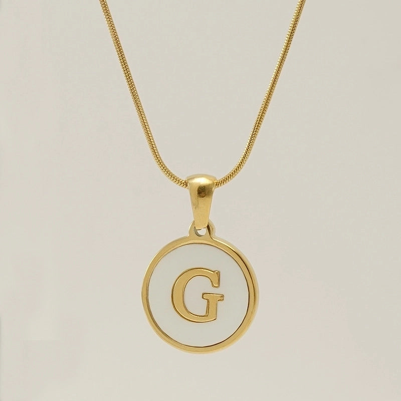 Fashion Letter Stainless Steel Titanium Steel Plating Inlay Shell Pendant Necklace 1 Piece
