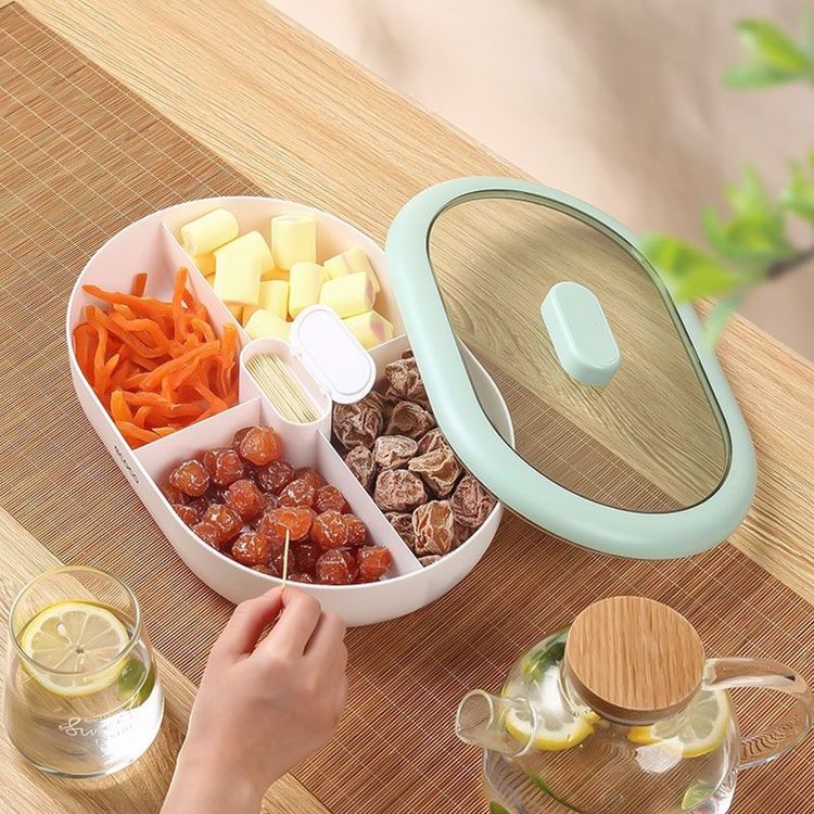 Dust-Proof Dry Fruit Tray. Candy Snack Box With Rotary Phone Holder