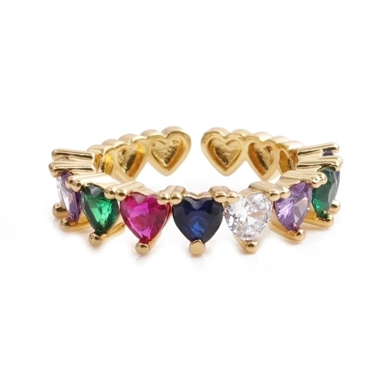 Fashion Heart-shaped Copper Inlaid Zircon Ring