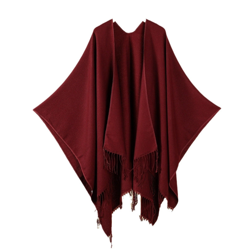 Women's Streetwear Color Block Solid Color Polyester Tassel Shawl