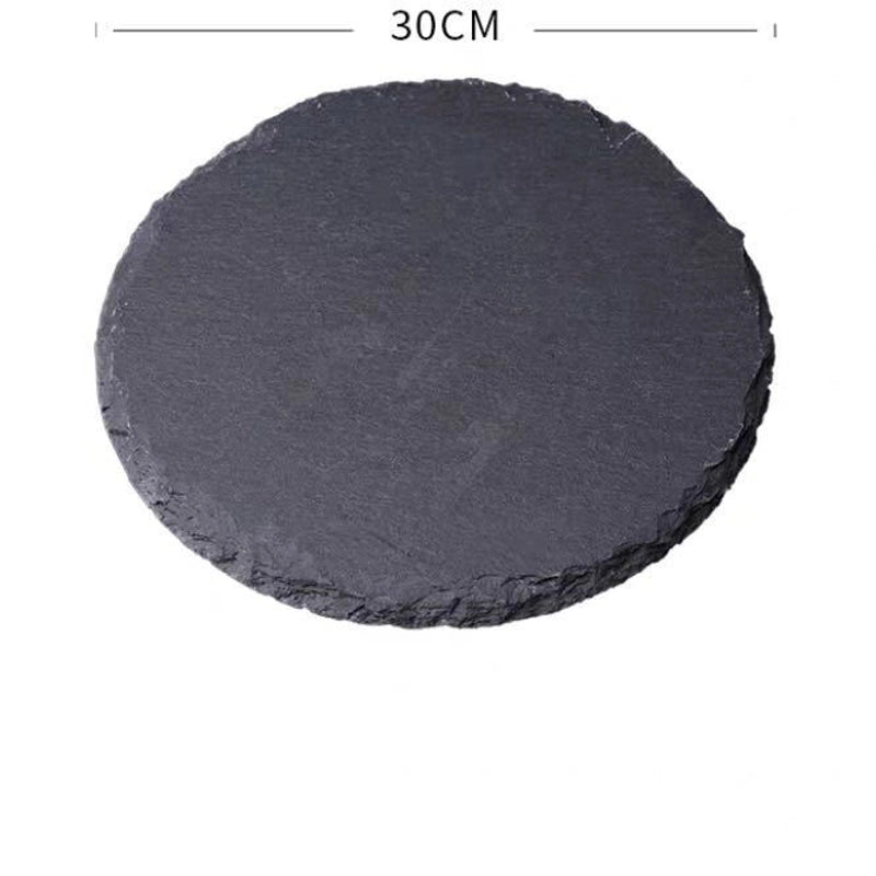 Slate Dinner Plate Dessert Sushi Plate Western Food Black Slate Plate Tableware Flat Plate Barbecue Steak Plate