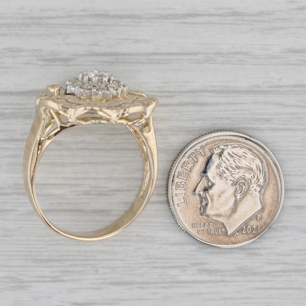 0.67ctw Diamond Cluster Flower Ring 14k Yellow Gold Size 7.75