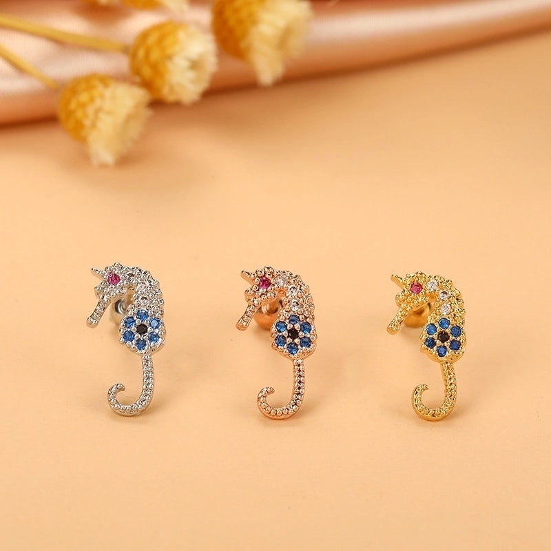 Minimalist Cross Flower Stainless Steel Copper Plating Inlay Zircon Ear Studs 1 Piece