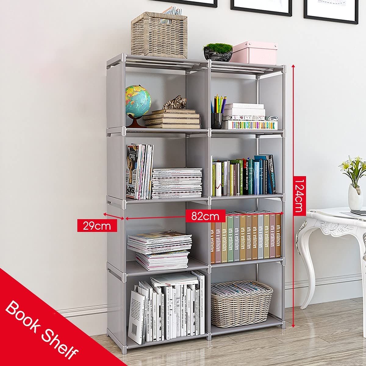 Foldable Bookshelf Open Bookcase. Space-Saving Storage Book Shelf Organizer Rack For Study Room. Office Library