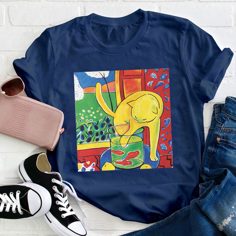 Cat With Red Fish Henri Matisse Painting Teacher T-Shirt