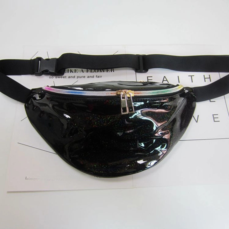 Ladies Waist Bag Running Outdoor Sports PU Colorful Laser New Shoulder Slung Chest Bag Men