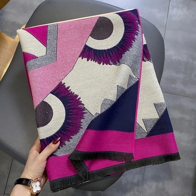 Women's Streetwear Color Block Imitation Cashmere Tassel Scarf