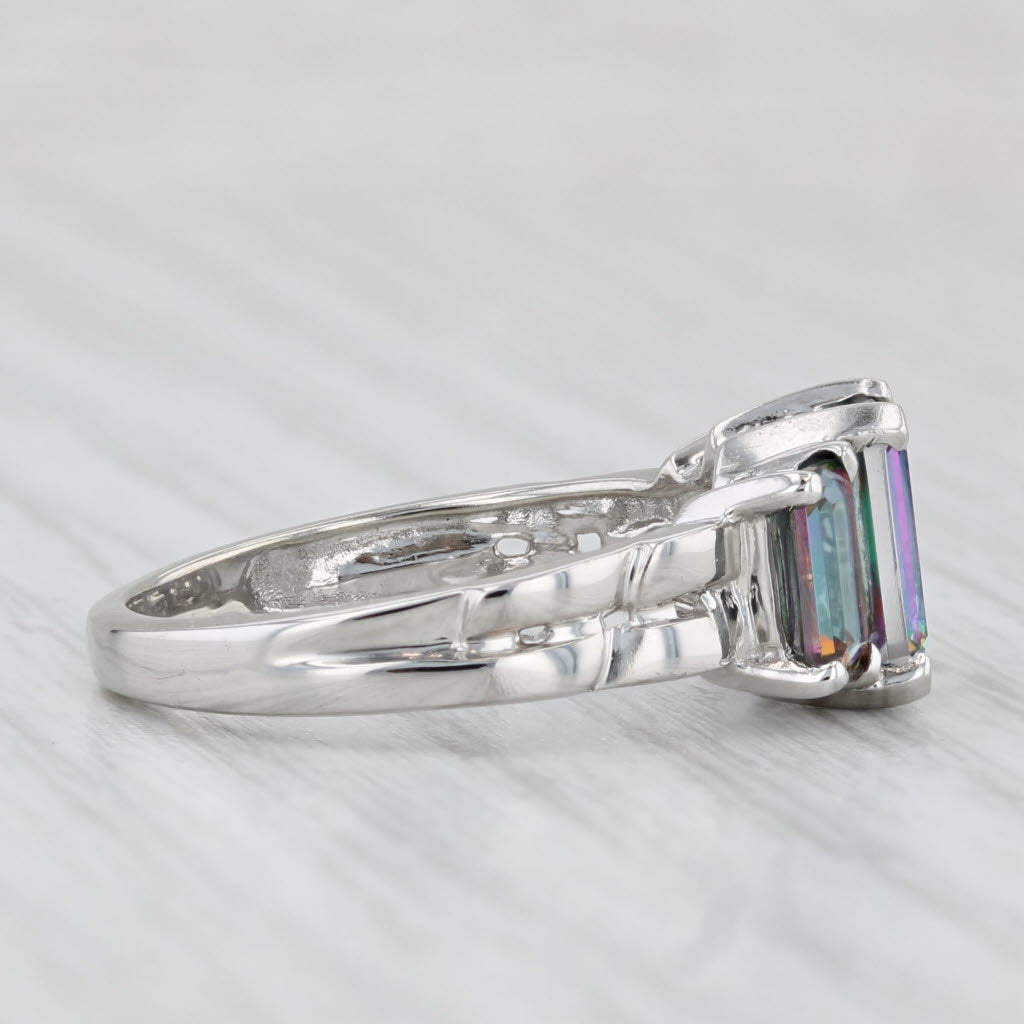 3.40ctw Purple Green Mystic Topaz 3-Stone Ring 10k White Gold Size 7