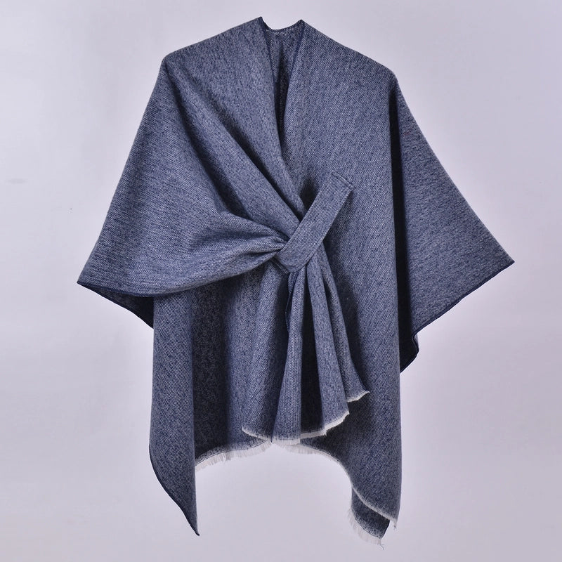 New Women's Autumn And Winter Warm Cloak Simple Double-sided Solid Color Split Cashmere Outerwear Shawl