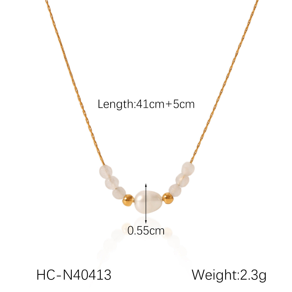 Retro Freshwater Pearl Necklace Female Beaded Stainless Steel Clavicle Chain Titanium Steel Necklace