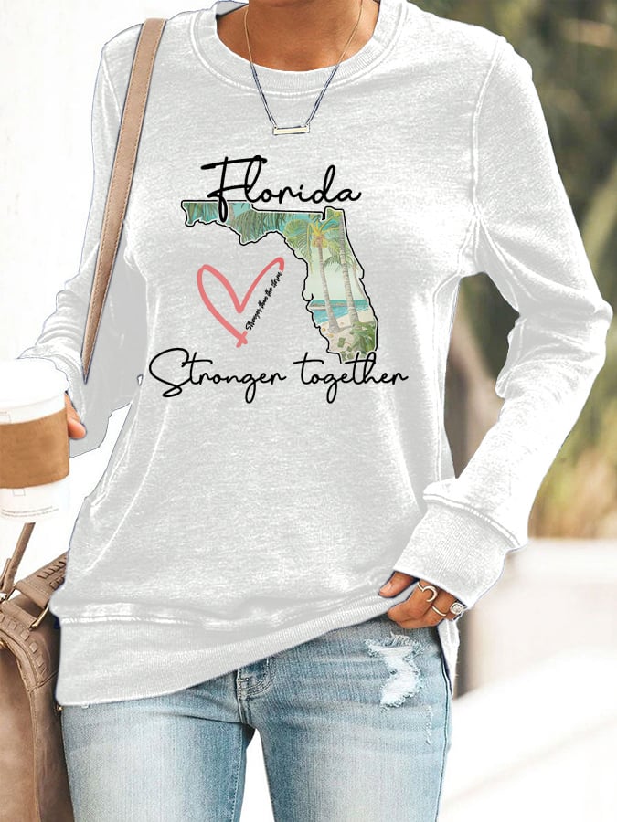 Women's Florida Stronger Than The Storm Printed Casual Sweatshirt