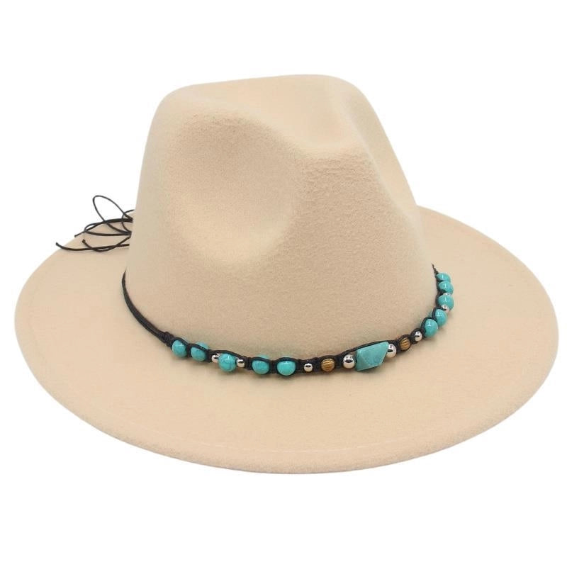 Western Cowboy Hat Big Brim Mountaineering Hat Spring And Summer New Emerald Felt Hat Ethnic Tibetan Hat