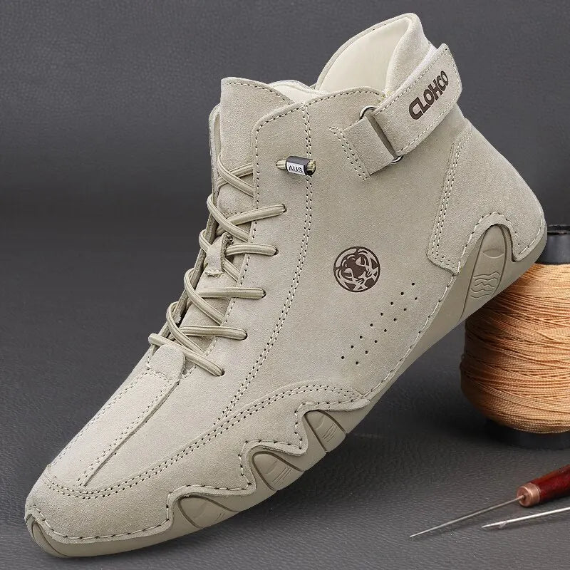 Advbridge Men's Genuine Leather Shoes Ankle Boots Men Sneakers Outdoor Light Lace-Up Casual Shoes Fashion Loafers Winter Warm Boots
