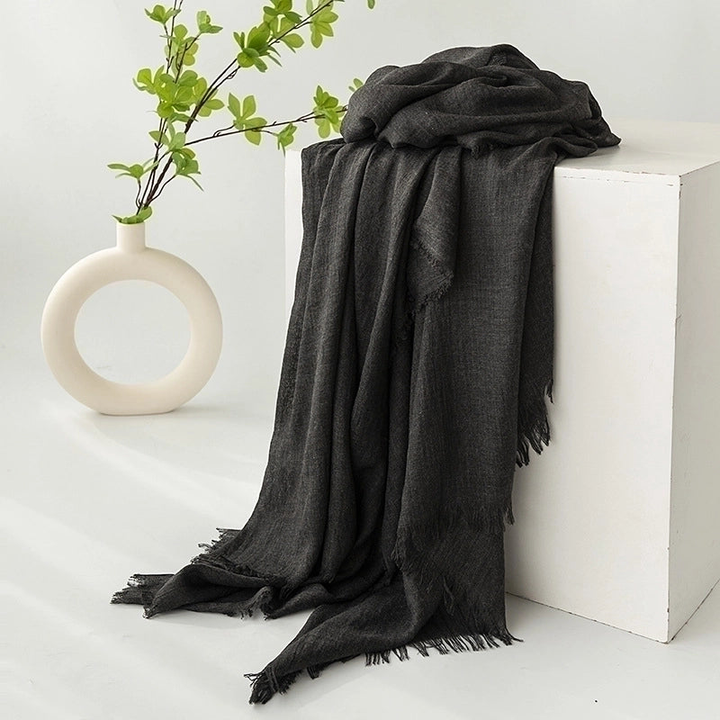 Women's Minimalist Solid Color Polyester Silk Scarf