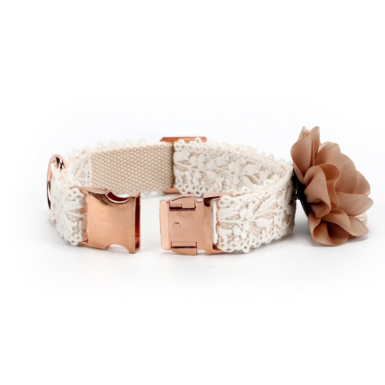 Lace Dog Cat Collar&Leash Set With Personalized ID Tag