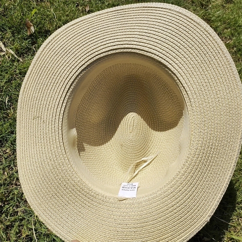 Women's Minimalist Color Block Flat Eaves Straw Hat