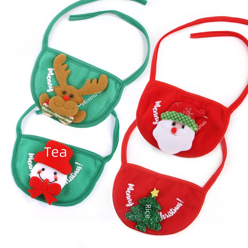 Pet Hat Saliva Towel Dog Christmas Head Cover Christmas Tree Shape Cat Saliva Towel Suit