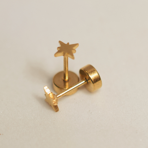 Tiny North star studs - Gold