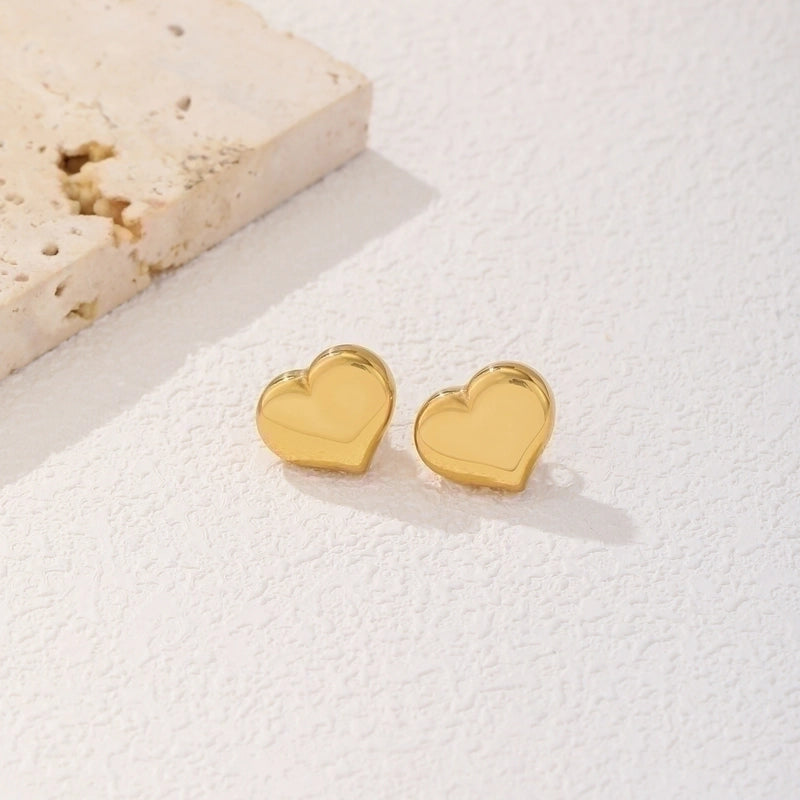 1 Pair Minimalist Water Droplets Heart Shape Plating Inlay Titanium Steel Artificial Pearls 18K Gold Plated Ear Studs