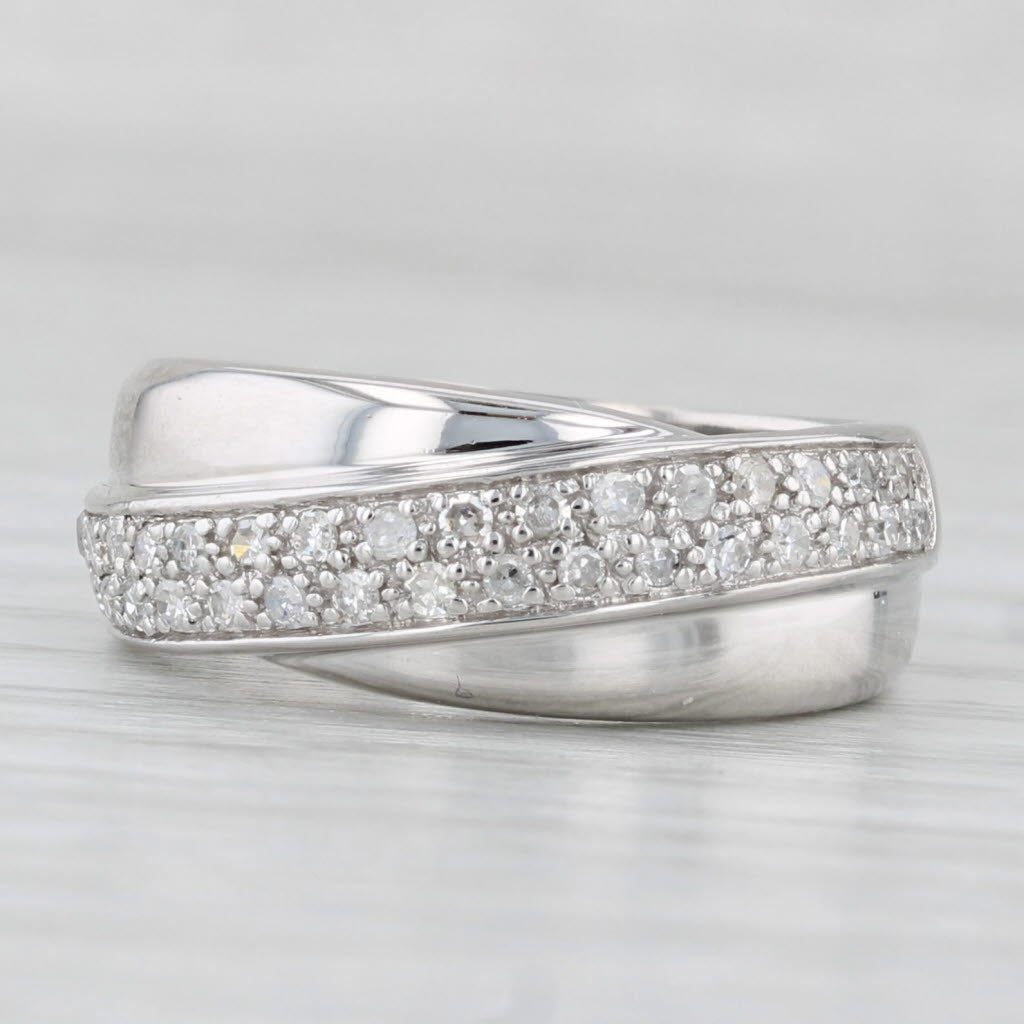 0.30ctw Pave Diamond Overlay Ring 14k White Gold Size 7 Wedding Band