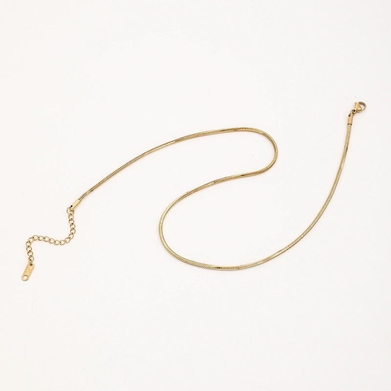 IG Style Basic Solid Color 304 Stainless Steel 18K Gold Plated Plating Stainless Steel Necklaces