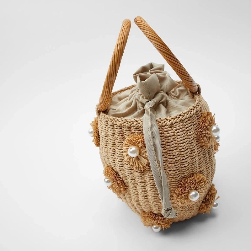 Women's Medium Spring&summer Straw Basic Handbag Bucket Bag