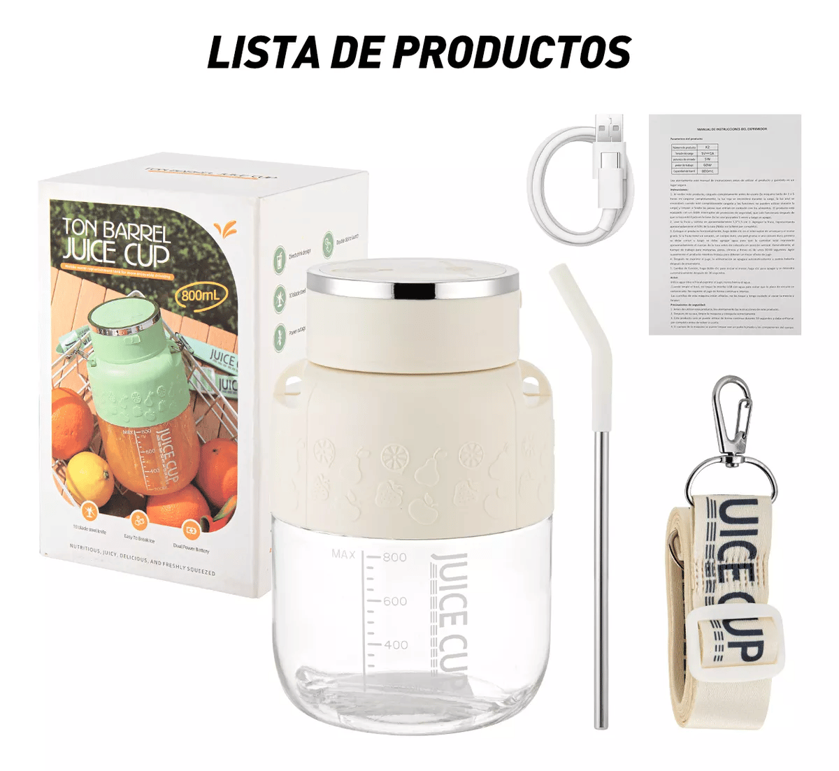 800ml Portable Wireless Automatic Mini Juicer Cup