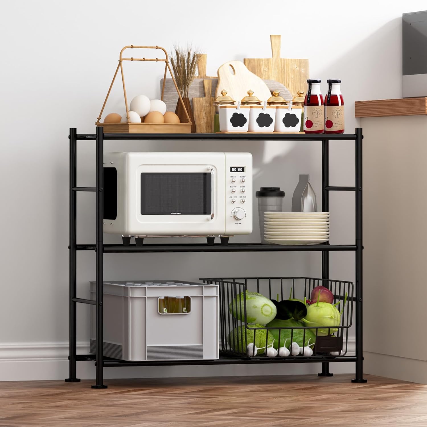 Storage Shelves - 5 Tier Shelf Organizer, Heavy Duty Garage Shelving Unit with Leveling Feet, Stable Metal Shelves Organizer for Pantry, Kitchen and Closet, 33.0