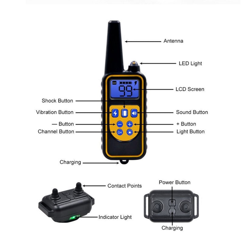800m Electric Remote Control Waterproof Pet Training Collar