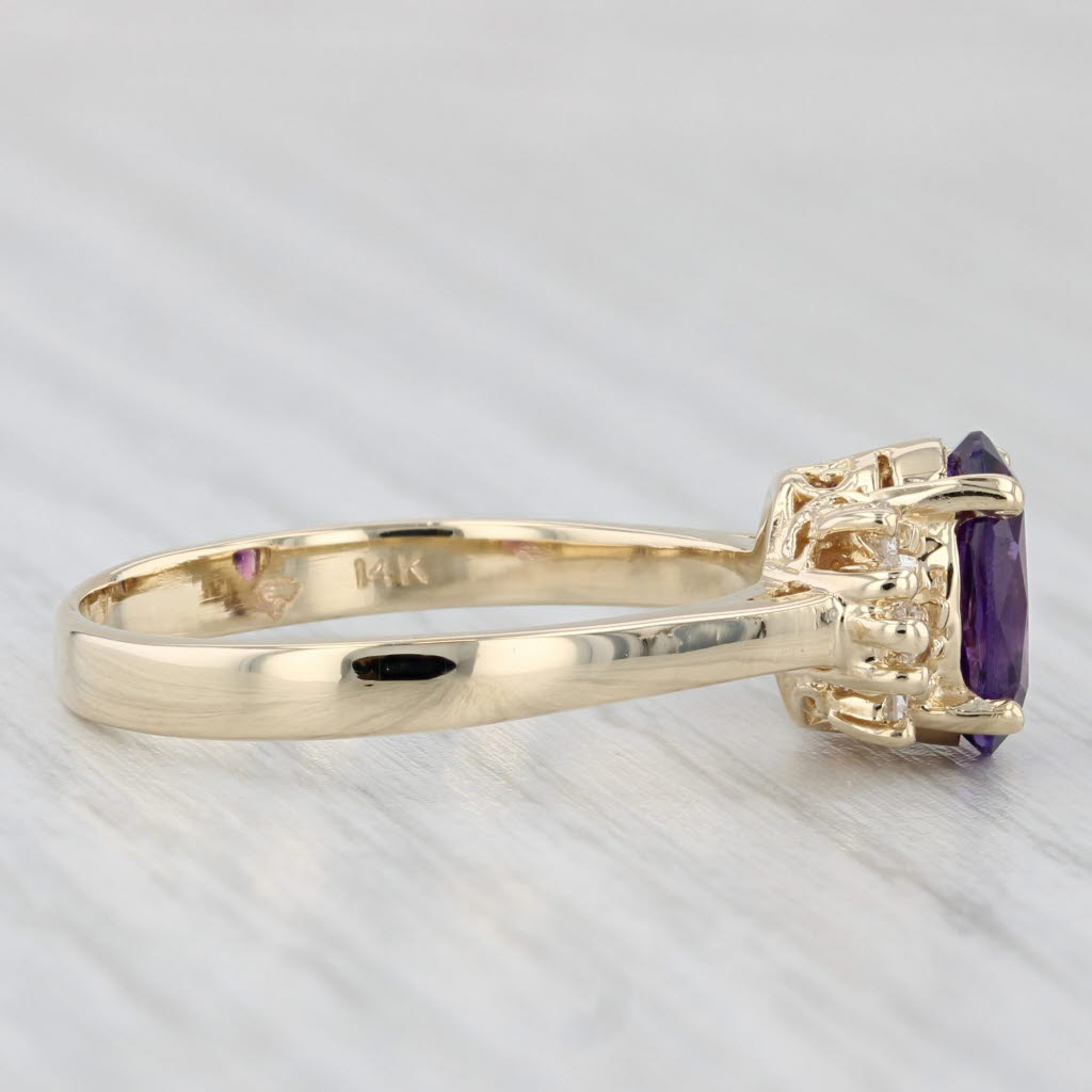 1.80ctw Amethyst Diamond Ring 14k Yellow Gold Size 8.5